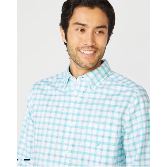 Nautica Classic Fit Long Sleeve Plaid Oxford Shirt - Picture 7 of 9